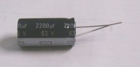 Capacitor, 2200 uF, 63V on a White Background