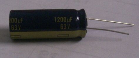 Capacitor, 1200uF 63V on a White Background