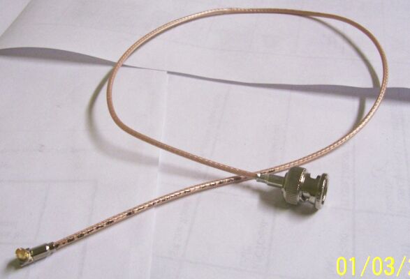 BNCM 20.5 inch RG179B MCX Plug in Right Angle